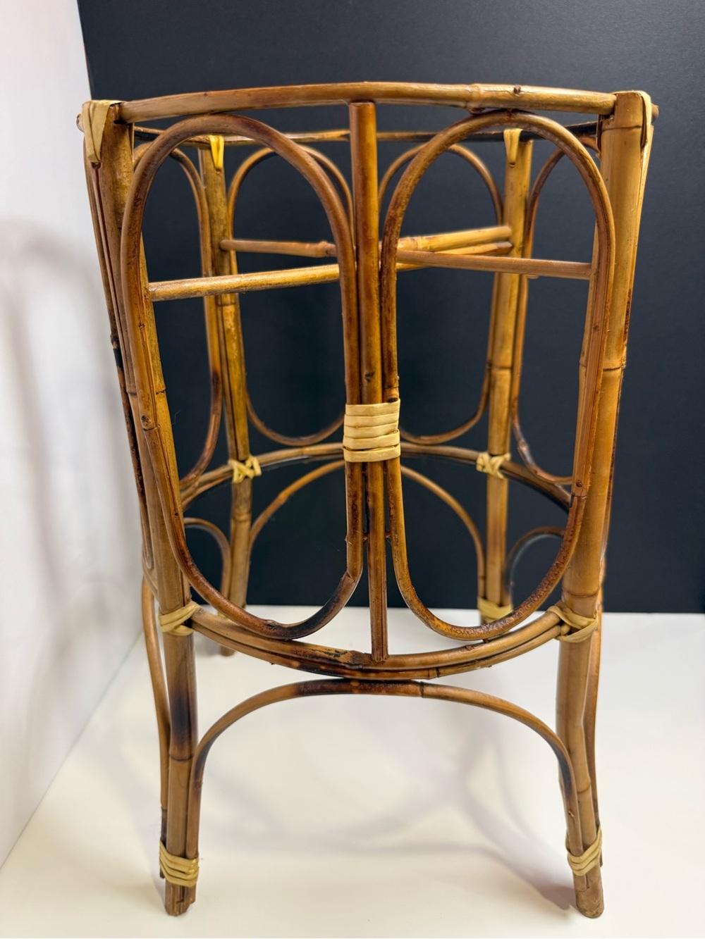 MCM Boho Rattan Bamboo Plant Stand Vintage